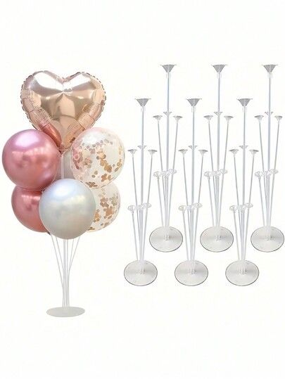 Table Balloon Stand Kit- 7 Sticks Sets Stand Reusable Clear Balloon Holder for any occasions Party Decorations