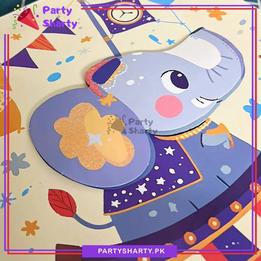 3D Elephant on Pirate Ship Printed Gift Bag For Birthday Parties Celebration