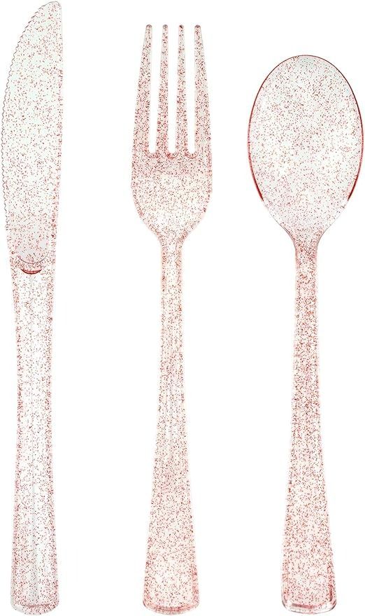 Glittered Classic Heavy Duty Plastic Spoons Set For Birthday, Anniversary, Wedding Party Decoration and Celebration