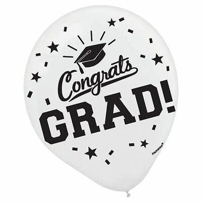 10pcs White Color Congratulations GRAD Printed Latex Balloons For Graduation Party Celebration