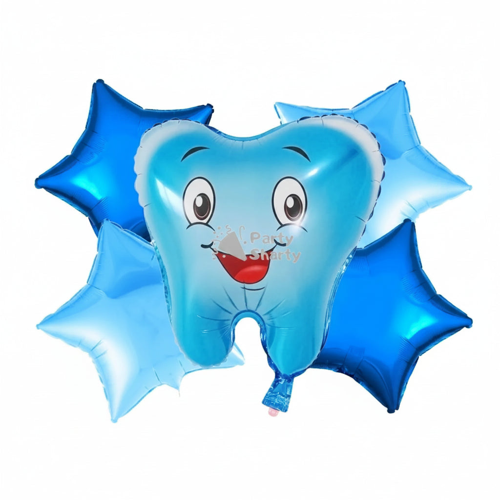 First Tooth 5 Pcs Foil Balloons For First Tooth Party Decoration and Celebration