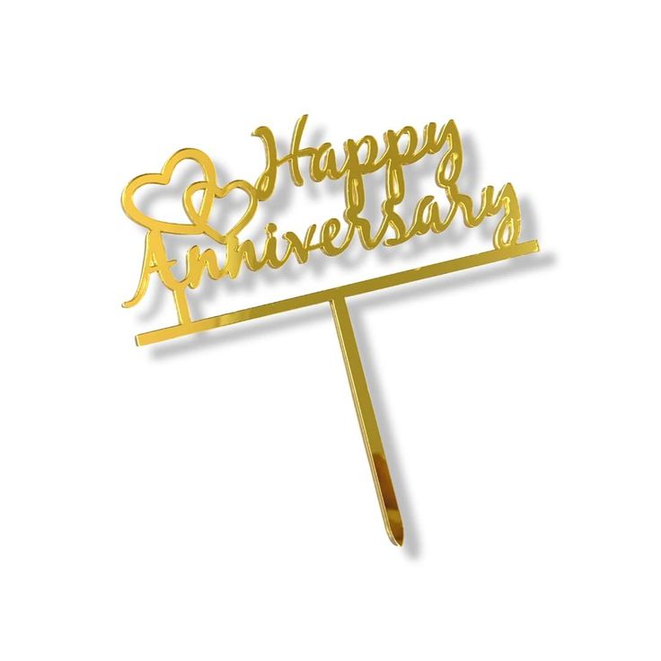Happy Anniversary with 3 Heart Design Acrylic Cake Topper for Anniversary Celebration