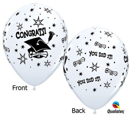 10pcs White Color Congratulations GRAD Printed Latex Balloons For Graduation Party Celebration