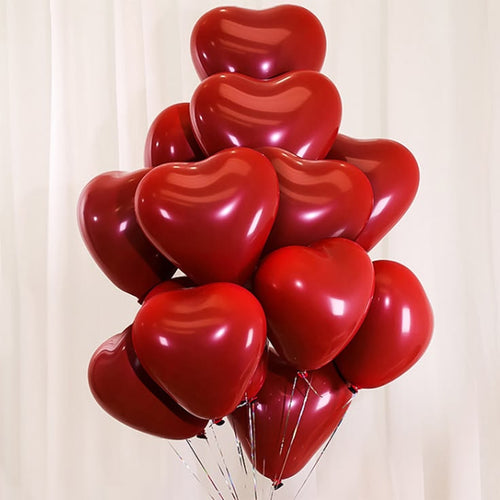 Red Heart Shaped Latex Balloons For Birthday, Wedding, Anniversary & Valentine Party Decoration
