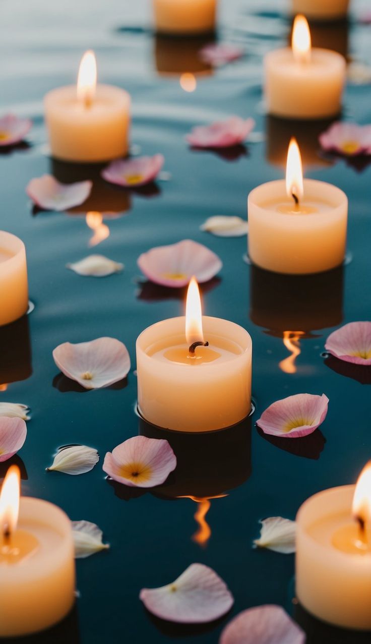 Pack Of 10 - Romantic Floating Tea Light Sweet Scented Wax Candles
