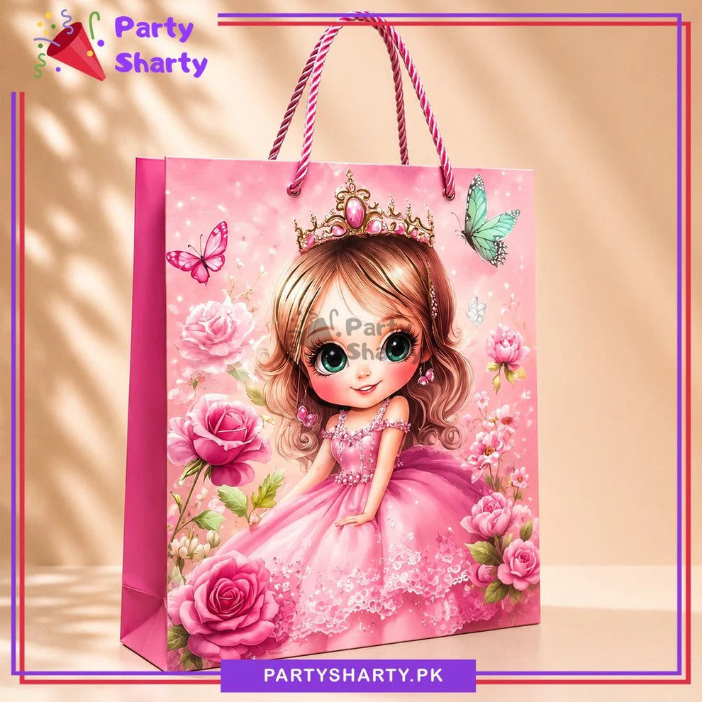 3D Little Princess with Crown Printed Gift Bag For Princess Theme Birthday Gifts