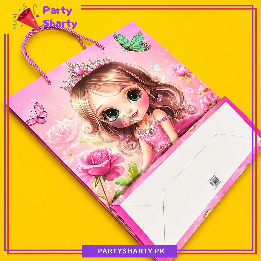 3D Little Princess with Crown Printed Gift Bag For Princess Theme Birthday Gifts