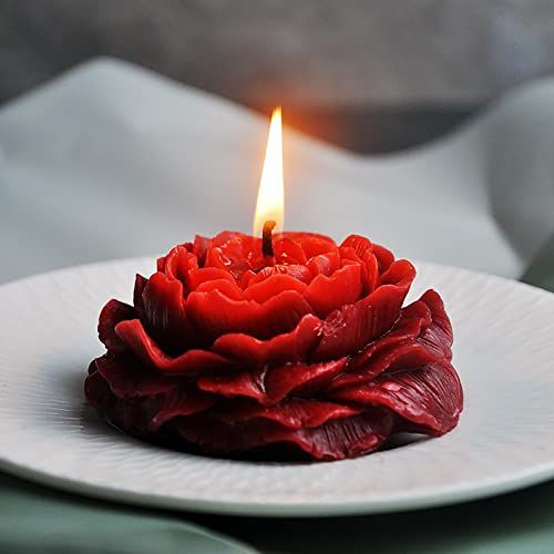 Red Peony Flower Shape Scented Candle For Room Decoration