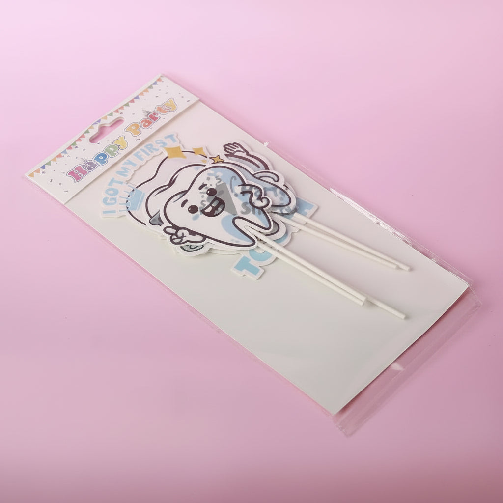 5pcs/Set I Got My First Tooth Cake Toppers Set For First Tooth Celebration & Decoration