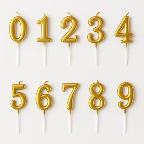 Large Size 3D Number Candles Golden For Birthday, Anniversary Cake Decoration and Celebration