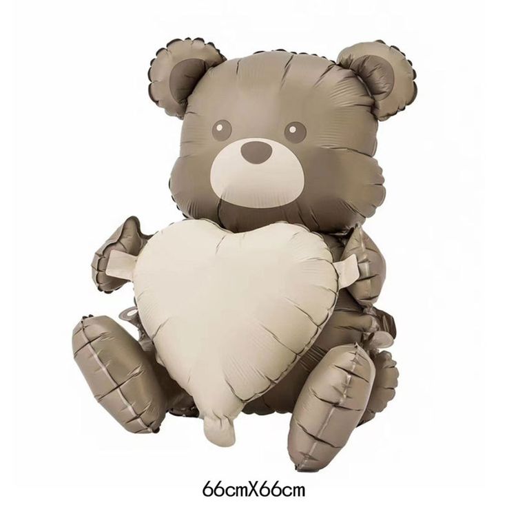 6pcs/Set Matte Teddy Bear with Heart Foil Balloons For Teddy Bear Theme Party Decoration And Celebration