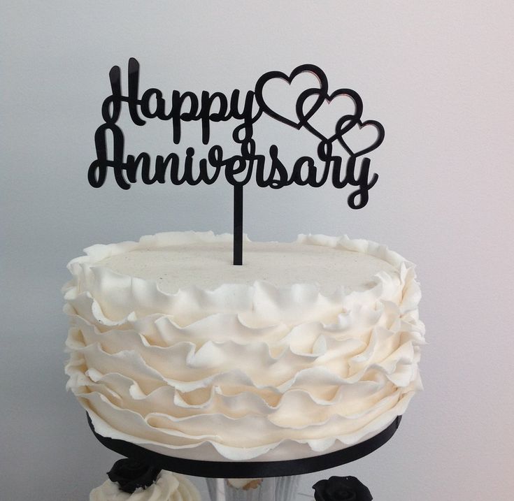 Happy Anniversary with 3 Heart Design Acrylic Cake Topper for Anniversary Celebration