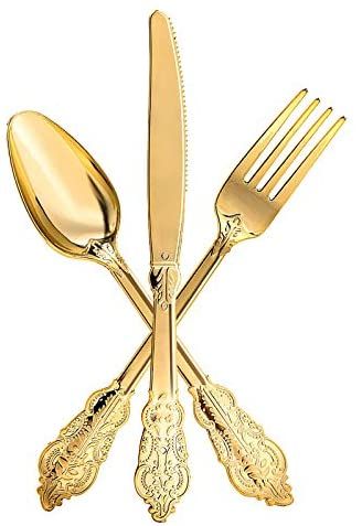 Glittered Classic Heavy Duty Plastic Spoons Set For Birthday, Anniversary, Wedding Party Decoration and Celebration