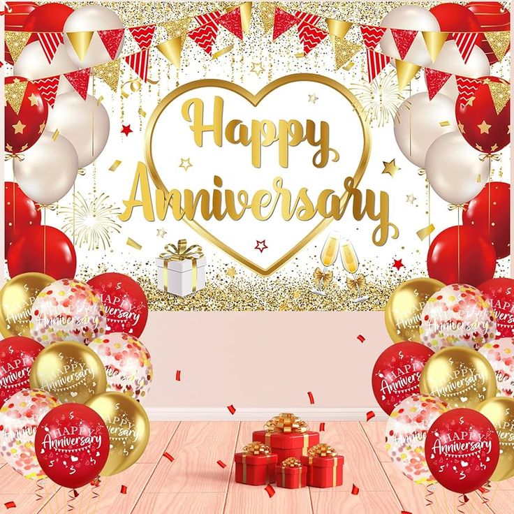 Happy Anniversary Foil Banner for Anniversary Theme Celebration & Decoration