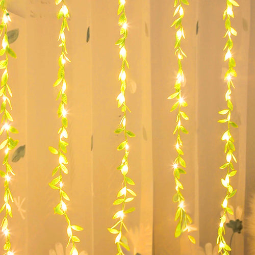 Battery Powered Leaves LED Icicle Fairy Light Curtain Lights