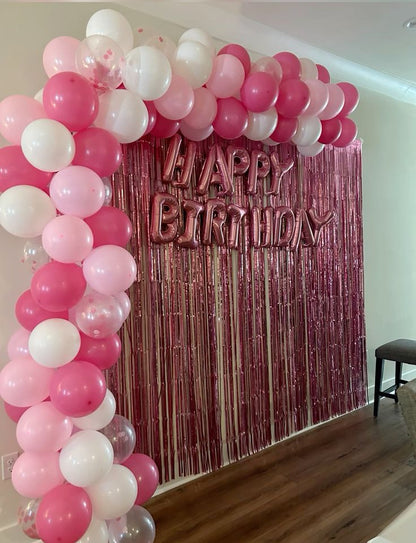 100pcs Pink Bow Long Balloons with Baby Pink, Pink & White Balloons Garland Theme Set For Bow Themed Party Decoration & Celebration