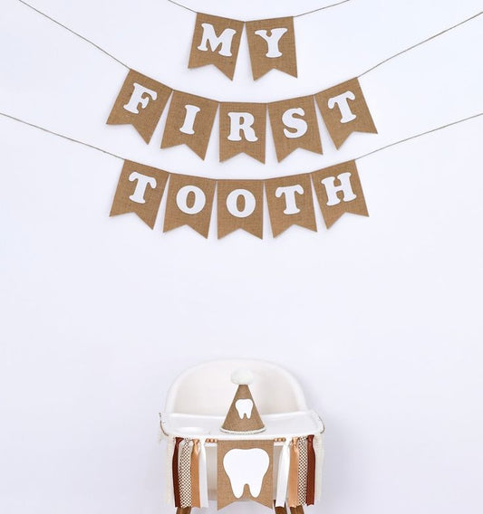 (D-1) I Got My First Tooth Card Banner For 1st Tooth Theme Decoration and Celebration