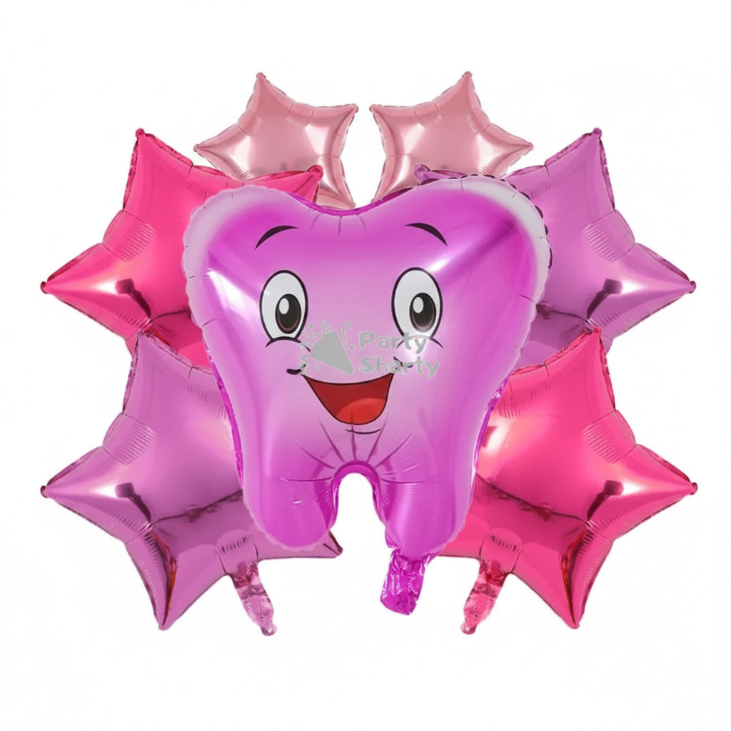 First Tooth 5 Pcs Foil Balloons For First Tooth Party Decoration and Celebration