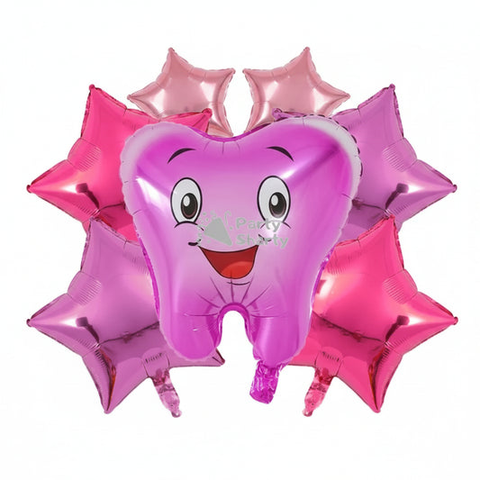 First Tooth 5 Pcs Foil Balloons For First Tooth Party Decoration and Celebration