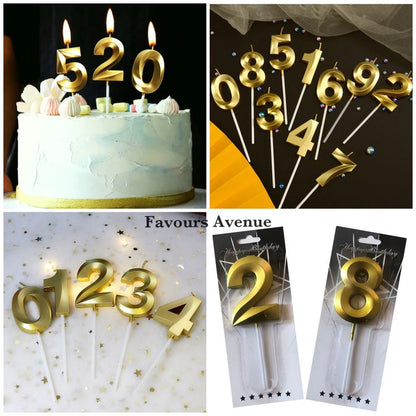 Number Candles Golden For Birthday, Anniversary Cake Decoration and Celebration