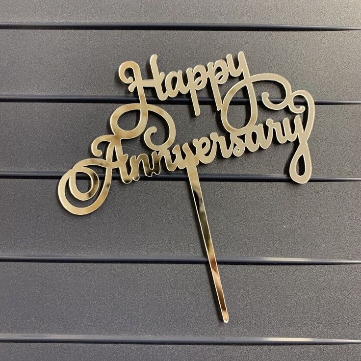 Happy Anniversary with 3 Heart Design Acrylic Cake Topper for Anniversary Celebration