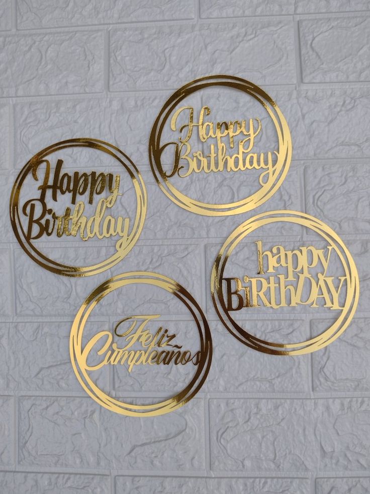 Happy Birthday Round, Square & Heart Shaped Metal Cake Topper for Birthday Party Celebration