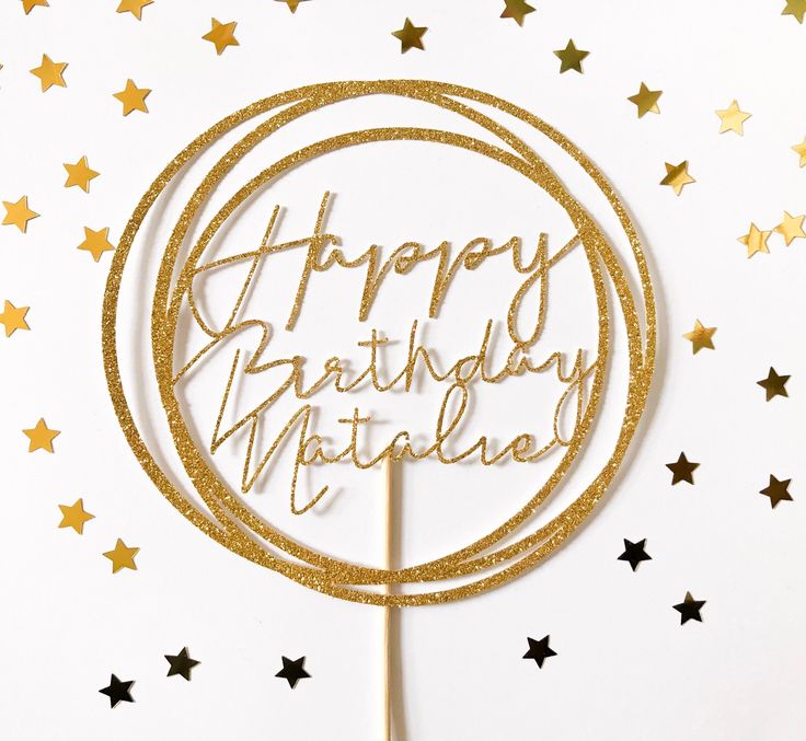 Happy Birthday Round, Square & Heart Shaped Metal Cake Topper for Birthday Party Celebration