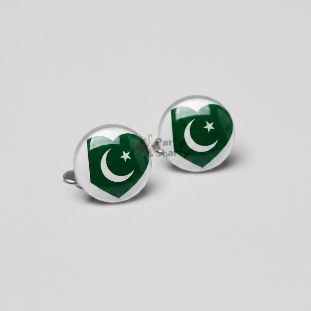 Beautiful Heart Shaped Flag Printed Earrings For Independence Day Celebration