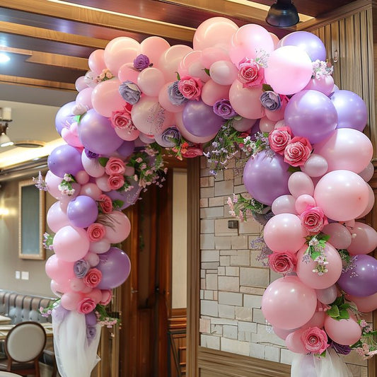 100pcs Baby Pink, Blush, Lilac & Dark Purple Balloons Garland Theme Set For Butterfly Themed Party Decoration & Celebration
