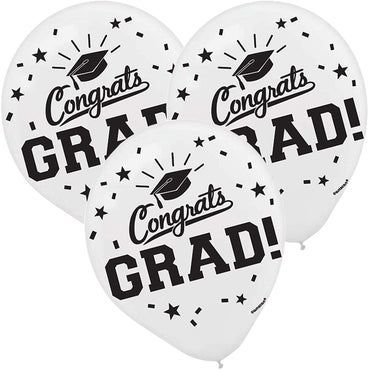 10pcs White Color Congratulations GRAD Printed Latex Balloons For Graduation Party Celebration