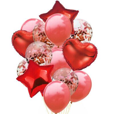 14 Pcs Confetti Decorative Party Balloons Set (Star, Heart Shaped & Confetti Filled Latex Party Balloons Set) For Birthday and Event