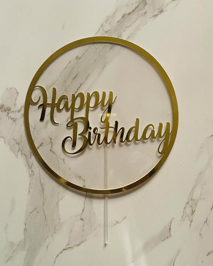 Happy Birthday Round, Square & Heart Shaped Metal Cake Topper for Birthday Party Celebration