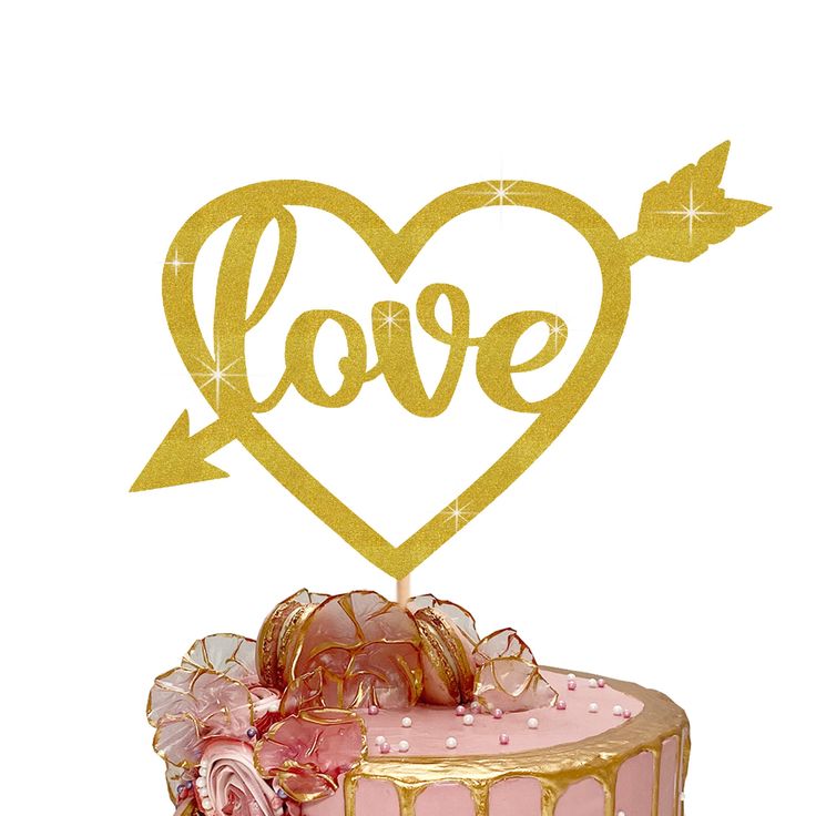 Love is / Heart Shaped Cupcake / Cake Topper For Valentine Anniversary Wedding Cake Decoration