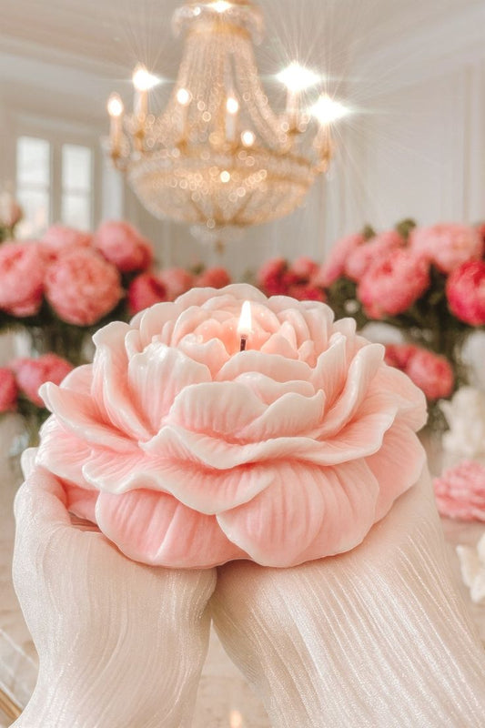 Pink Peony Flower Shape Scented Candle For Room Decoration