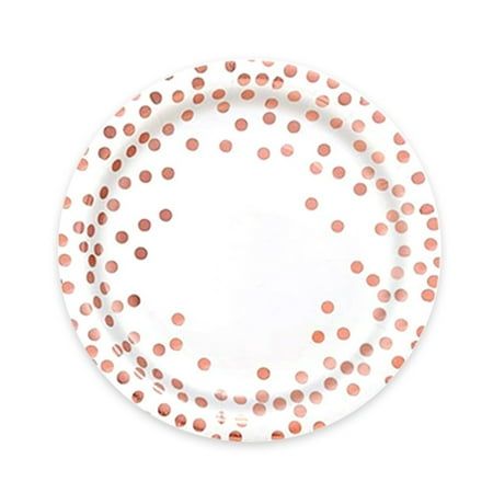 Large Golden Polka Dots Printed Paper Plates For Party Decoration and Celebration