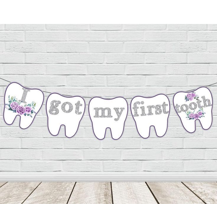 (D-1) I Got My First Tooth Card Banner For 1st Tooth Theme Decoration and Celebration
