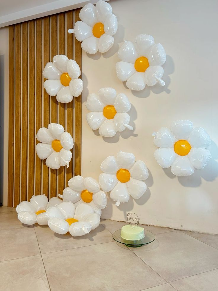 5pcs/set White Daisy Flowers Foil Balloon Set For Theme Based Birthday Party Decoration And Celebration