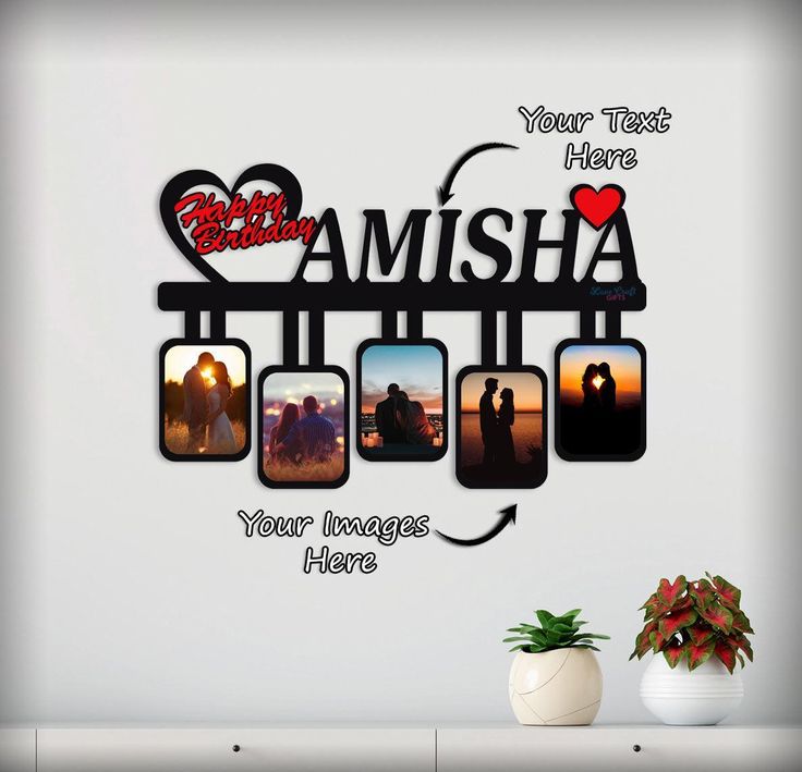 Customized NAME wall frame with 5 images